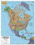 Planisfero 094-America Nord carta murale da aula scolastica fisico-politica cm 100x140